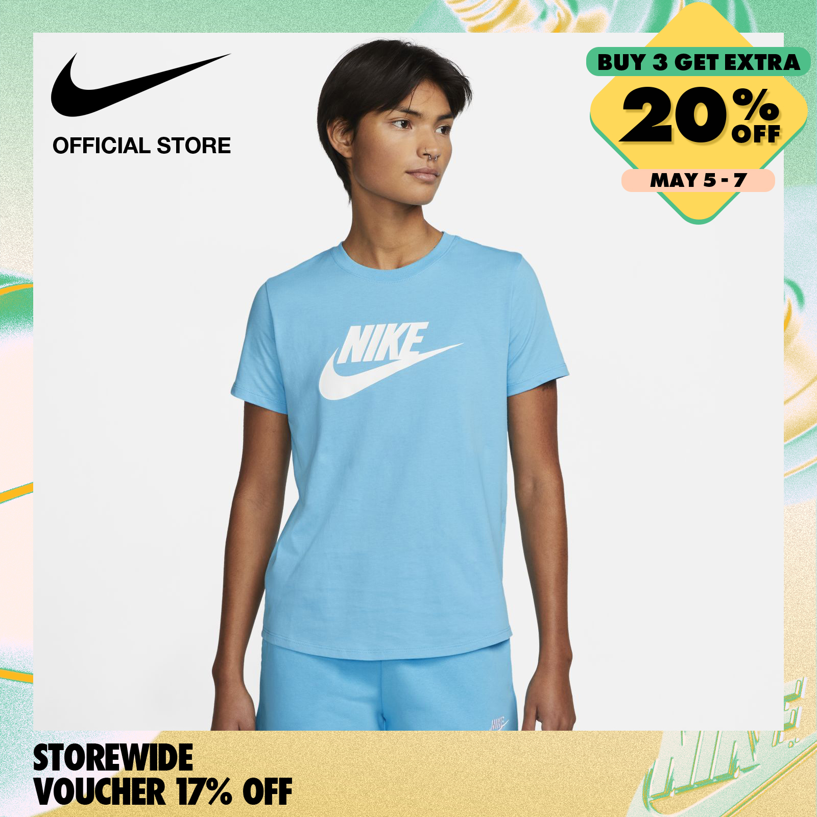 Nike Women's Sportswear Essential Icon Futura T-Shirt - Baltic Blue