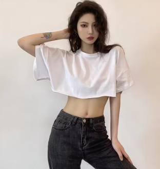 Solid Basic Short Sleeve Womens Tshirt Casual Loose White Fashion Crop Top T Shirt Ladies Fashion Korean short style Tee Shirt