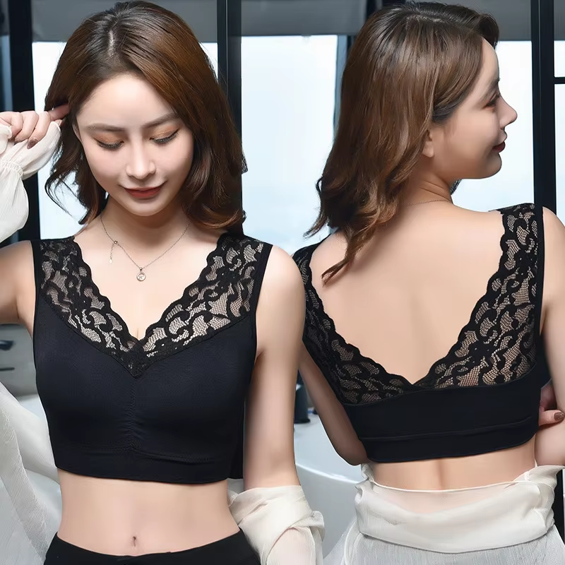 Women Sexy Lace Bra Seamless Wireless Push Up Running Sports Paded Bra Cozy Chest tube Top bralette Vest