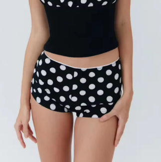 2025 Women Polka Dots Print Shorts Y2k Low Waist Lace Trim Shorts Fairy Pajama Shorts Coquette Micro Shorts Streetwear